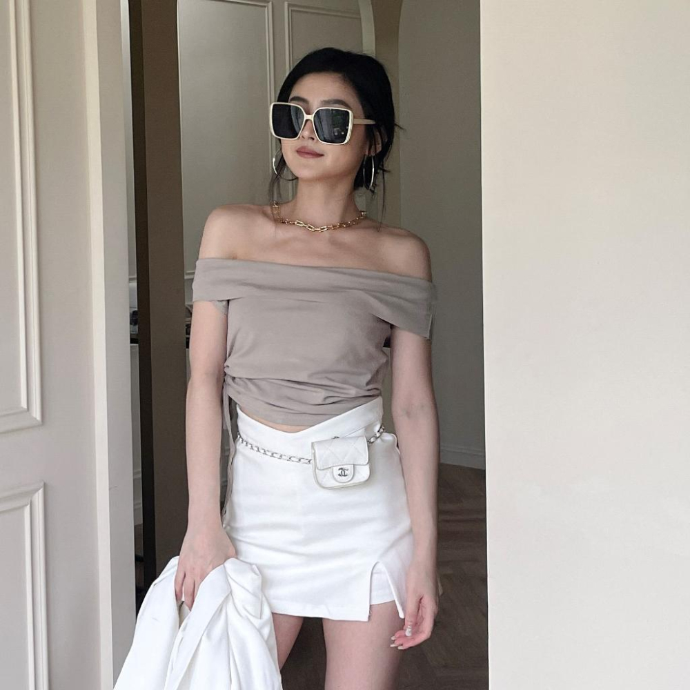 【DOE.FF】 開衩V褲頭彈力褲裙 (現+預) 短裙 a字裙 褲裙 牛仔裙 西裝短裙 裙子女 魔術褲 顯瘦短裙 女裝-細節圖3