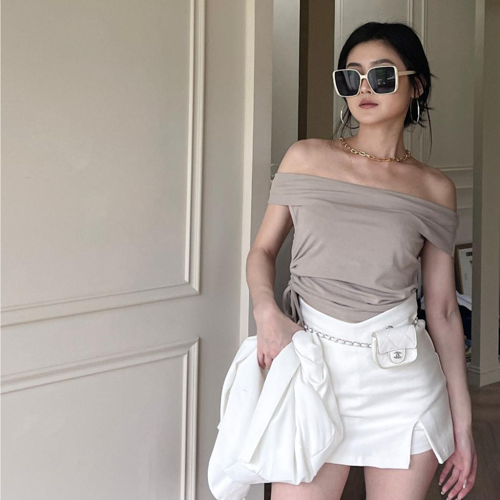 【DOE.FF】 開衩V褲頭彈力褲裙 (現+預) 短裙 a字裙 褲裙 牛仔裙 西裝短裙 裙子女 魔術褲 顯瘦短裙 女裝-細節圖4