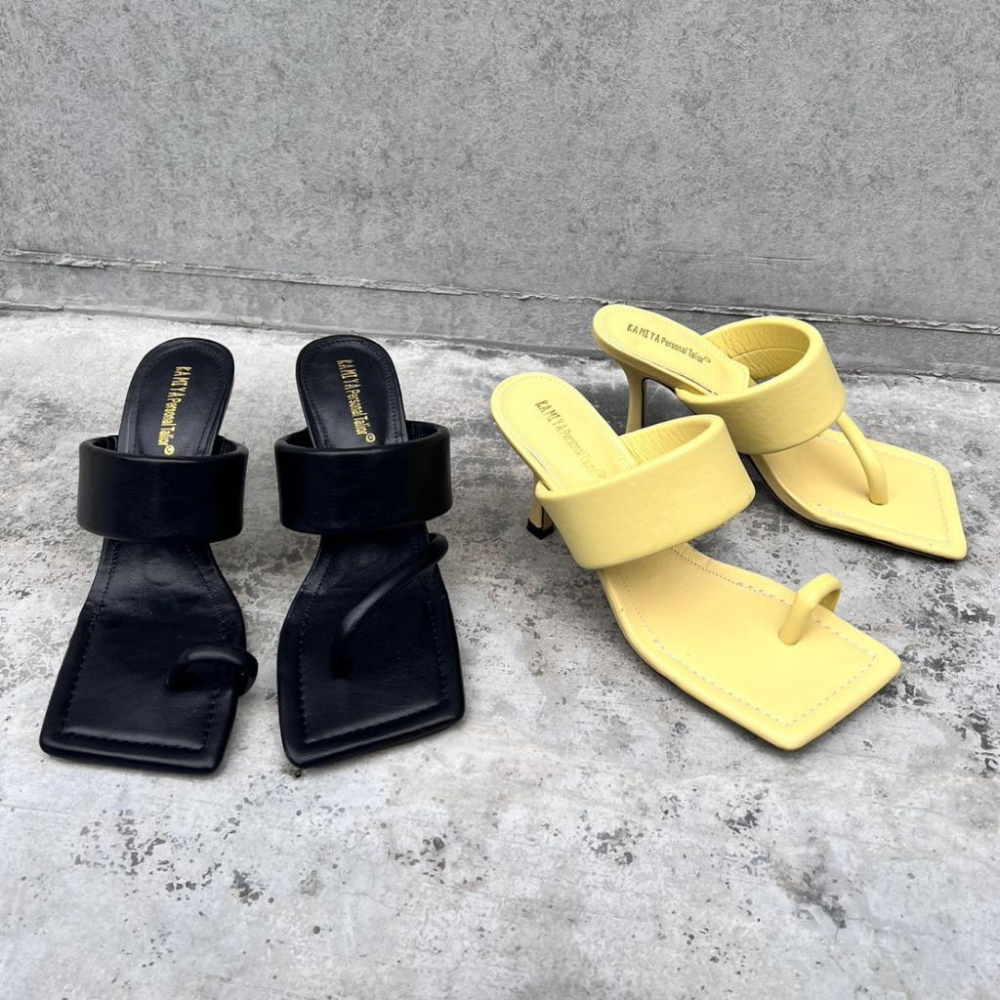 【DOE.FF】韓國方頭造型涼拖鞋 (現貨) 高跟鞋 拖鞋女 涼鞋女 露趾拖鞋 女鞋 鞋子女 夏天涼鞋-細節圖2