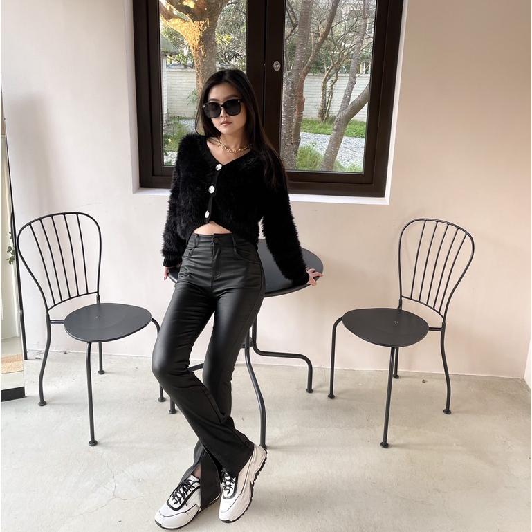 【DOE.FF】 水貂毛短版毛衣外套（現貨） 針織外套 針織毛衣 毛衣女 上衣女 毛毛外套 短版外套 毛毛上衣 女裝-細節圖3