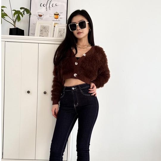 【DOE.FF】 水貂毛短版毛衣外套（現貨） 針織外套 針織毛衣 毛衣女 上衣女 毛毛外套 短版外套 毛毛上衣 女裝-細節圖6