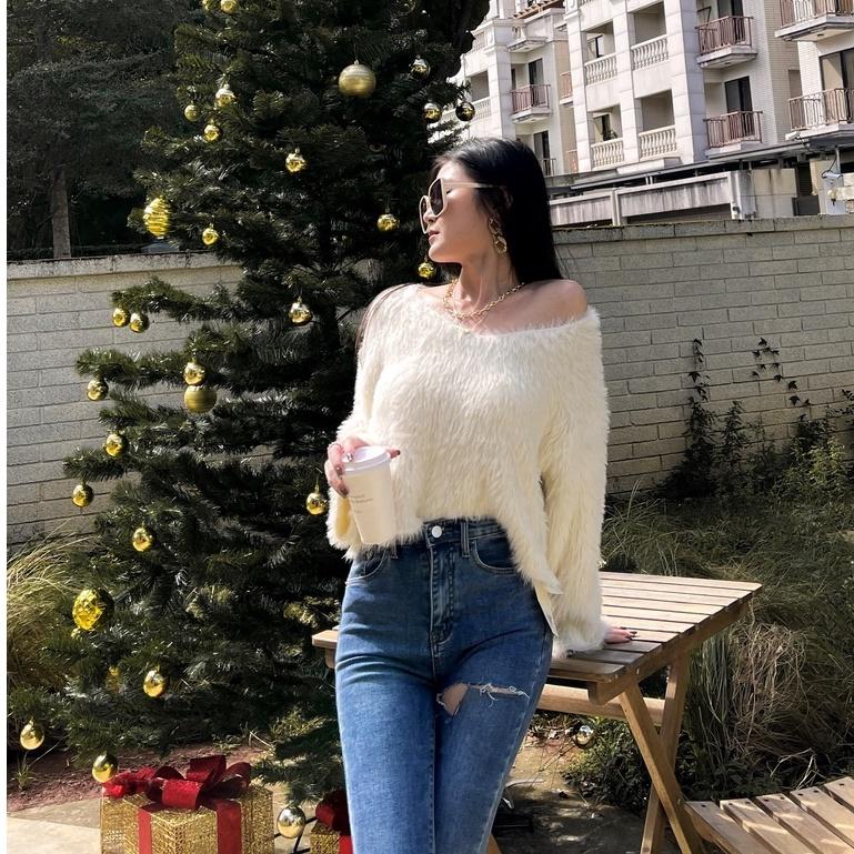 【DOE.FF】質感貂毛V領毛衣 | 現貨 | V領毛衣 短版上衣 針織上衣 毛衣女 水貂毛上衣 水貂毛毛衣 水貂毛-細節圖6