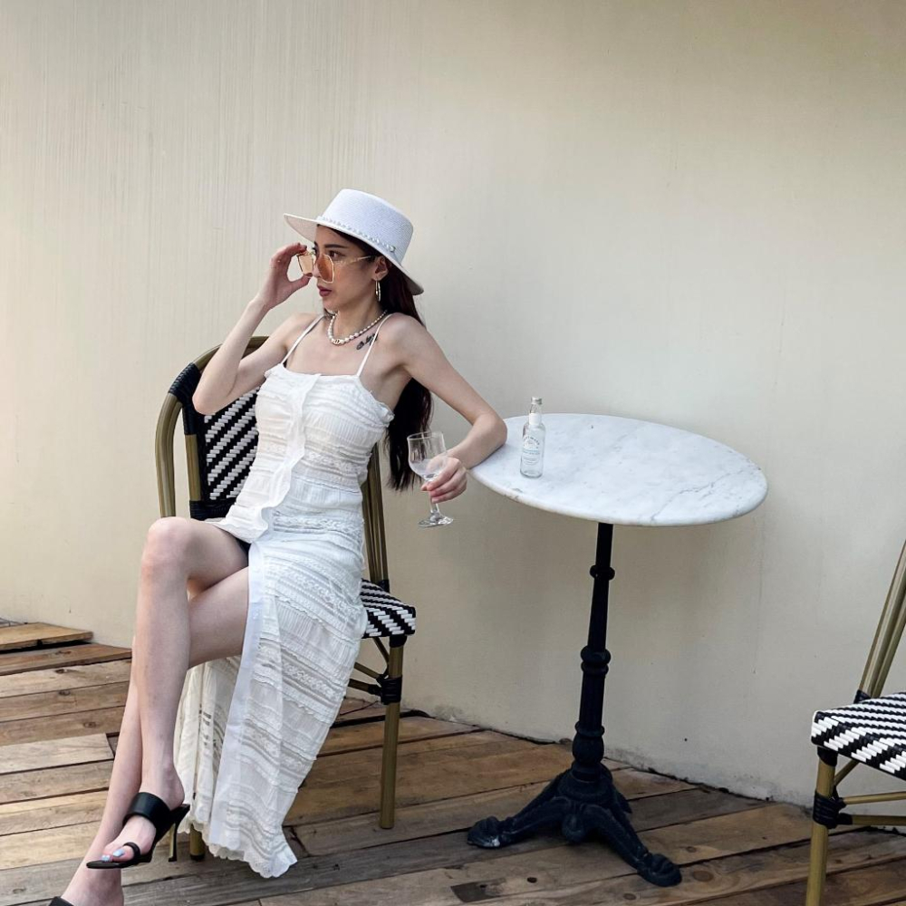 【DOE.FF】 渡假蕾絲細帶長洋 (現貨) 洋裝 連身裙 顯瘦洋裝 長洋 渡假洋裝 背心洋裝 背心女-細節圖6