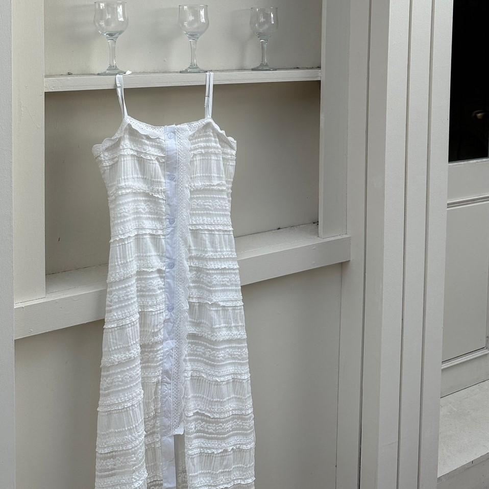 【DOE.FF】 渡假蕾絲細帶長洋 (現貨) 洋裝 連身裙 顯瘦洋裝 長洋 渡假洋裝 背心洋裝 背心女-細節圖9