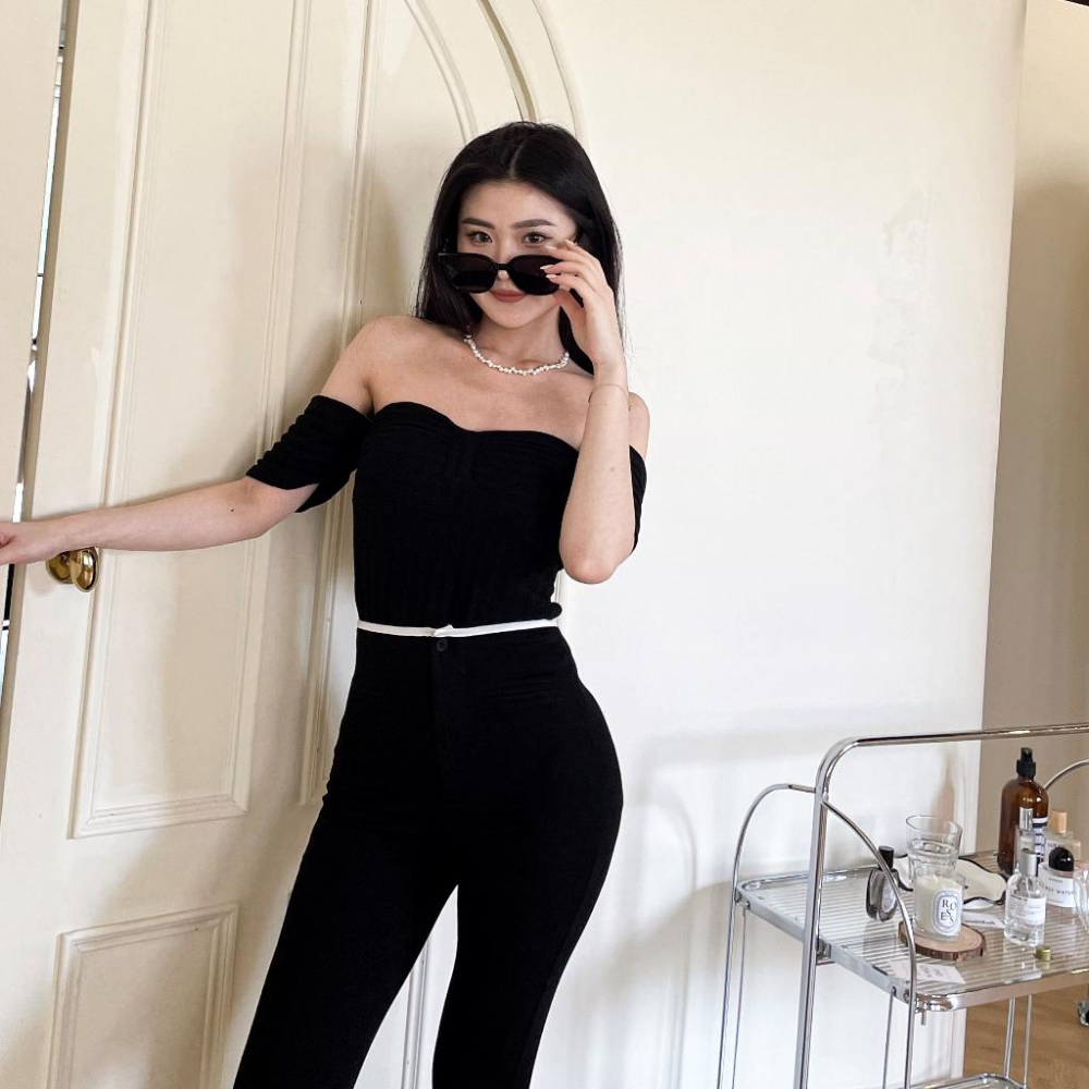 【DOE.FF】 溫柔桃心斷袖上衣 (現+預) 短袖上衣 平口上衣 一字領上衣 露肩上衣 上衣女 背心女 粉色上衣女-細節圖2