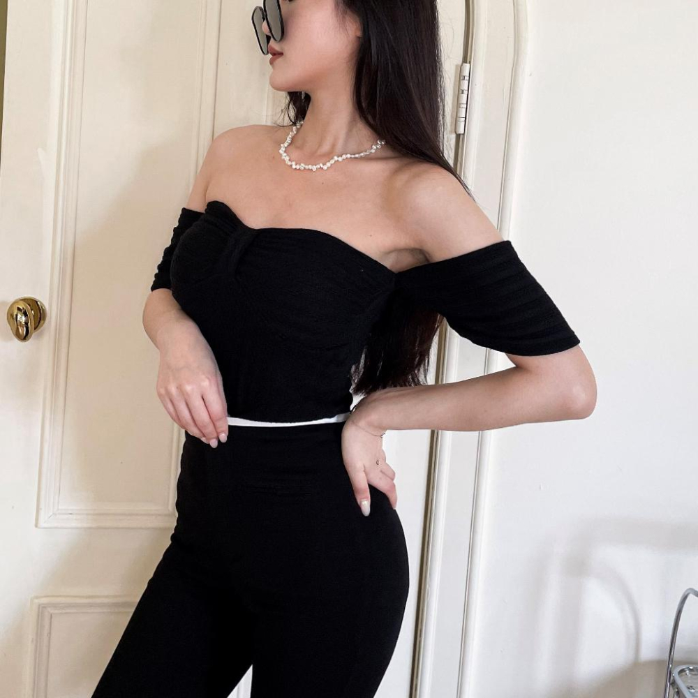 【DOE.FF】 溫柔桃心斷袖上衣 (現+預) 短袖上衣 平口上衣 一字領上衣 露肩上衣 上衣女 背心女 粉色上衣女-細節圖3