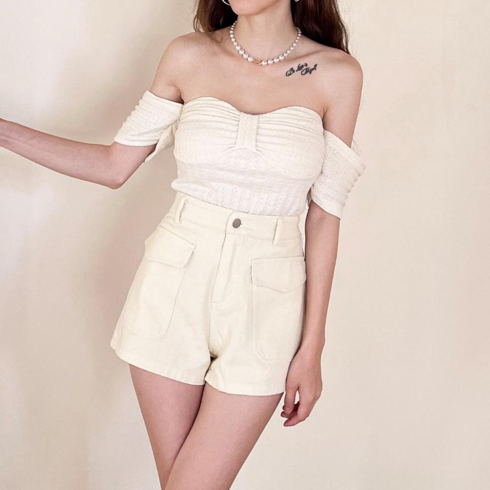 【DOE.FF】 溫柔桃心斷袖上衣 (現+預) 短袖上衣 平口上衣 一字領上衣 露肩上衣 上衣女 背心女 粉色上衣女-細節圖7