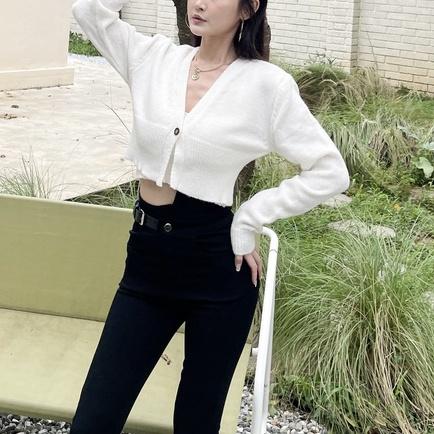 【DOE.FF】歐美V領織紋兩件套｜現貨｜女裝 秋冬 毛衣 針織外套 短版上衣 套裝女 背心女打底衫 針織衫 套裝女-細節圖6