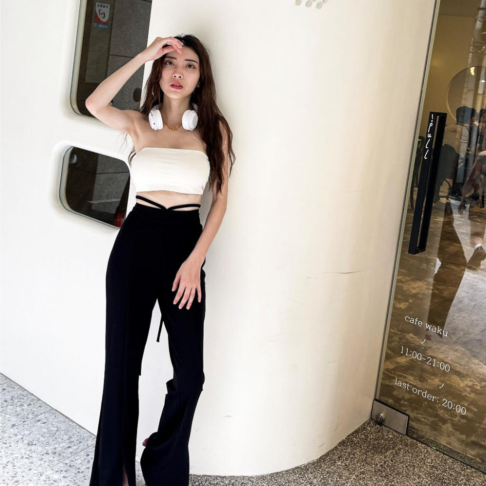 【DOE.FF】 腰綁繩西裝喇叭褲 (現+預) 西裝長褲 喇叭褲 顯瘦長褲 合身長褲 雪紡長褲 西裝褲 牛仔長褲 寬褲-細節圖3