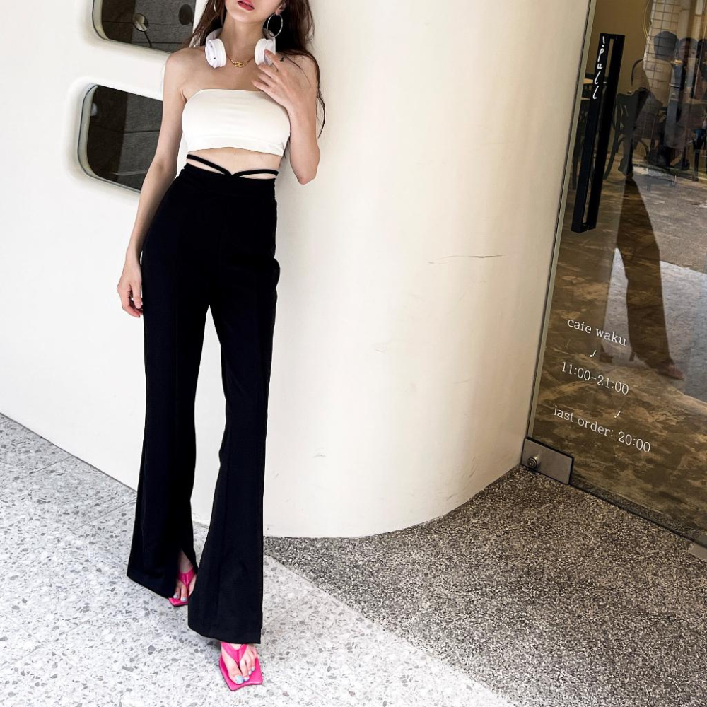 【DOE.FF】 腰綁繩西裝喇叭褲 (現+預) 西裝長褲 喇叭褲 顯瘦長褲 合身長褲 雪紡長褲 西裝褲 牛仔長褲 寬褲-細節圖4