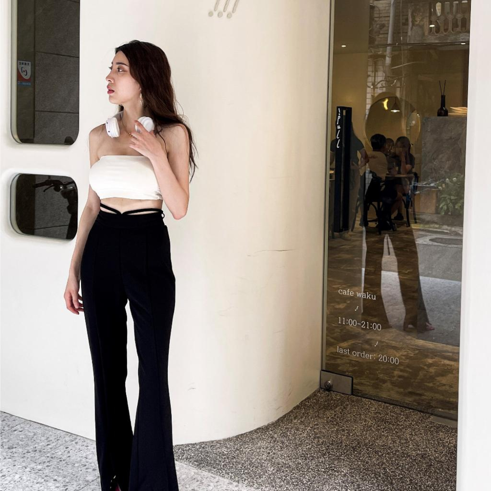 【DOE.FF】 腰綁繩西裝喇叭褲 (現+預) 西裝長褲 喇叭褲 顯瘦長褲 合身長褲 雪紡長褲 西裝褲 牛仔長褲 寬褲-細節圖6