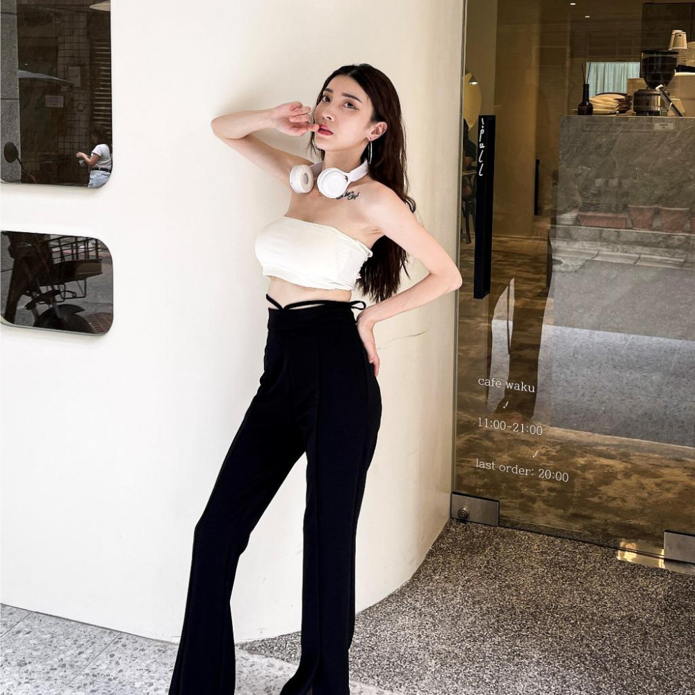 【DOE.FF】 腰綁繩西裝喇叭褲 (現+預) 西裝長褲 喇叭褲 顯瘦長褲 合身長褲 雪紡長褲 西裝褲 牛仔長褲 寬褲-細節圖8