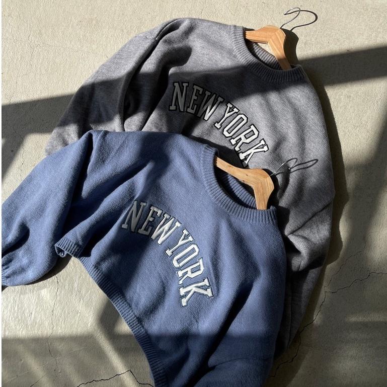 【DOE.FF】美式刺繡情侶毛衣．現貨．情侶裝 毛衣 秋冬 大學T oversize 女裝 短板上衣 韓國 韓版 打底衫-細節圖7