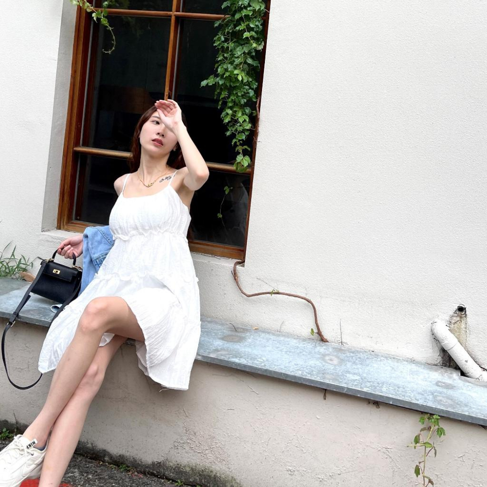 【DOE.FF】 蛋糕細帶蓬蓬短洋 (現+預) 連身短洋 短洋 洋裝 連身洋裝 連身裙 孕婦裝 渡假洋裝-細節圖4