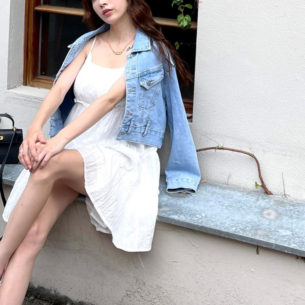 【DOE.FF】 蛋糕細帶蓬蓬短洋 (現+預) 連身短洋 短洋 洋裝 連身洋裝 連身裙 孕婦裝 渡假洋裝-細節圖5