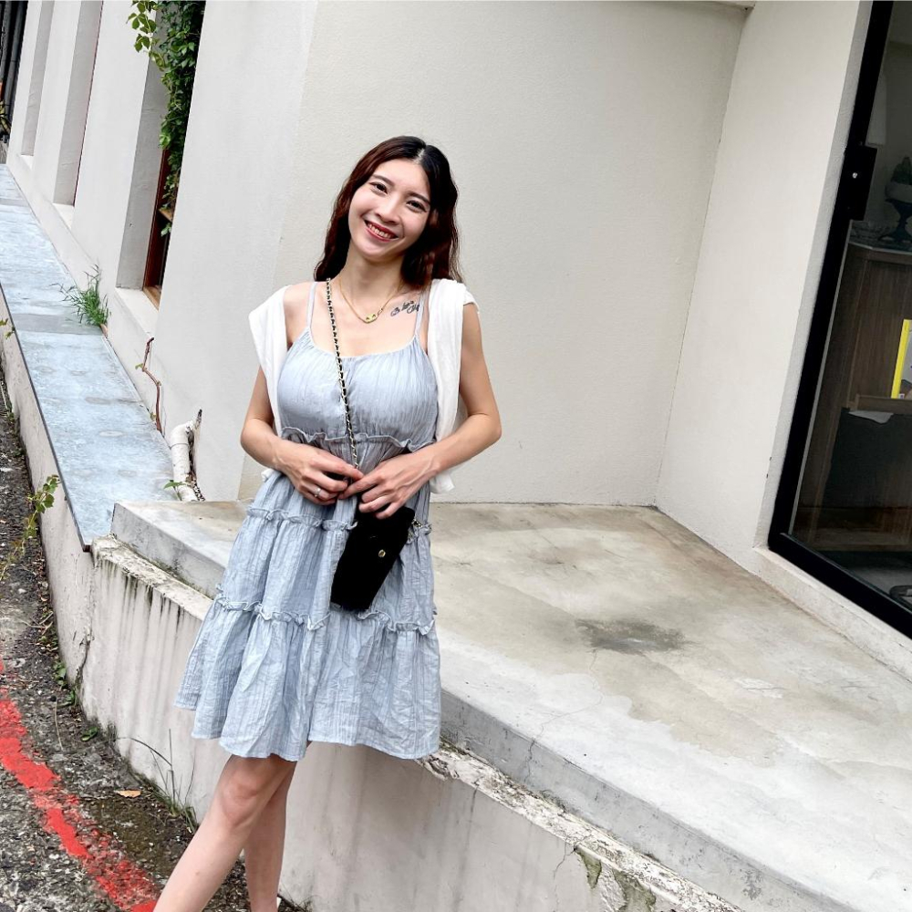 【DOE.FF】 蛋糕細帶蓬蓬短洋 (現+預) 連身短洋 短洋 洋裝 連身洋裝 連身裙 孕婦裝 渡假洋裝-細節圖8