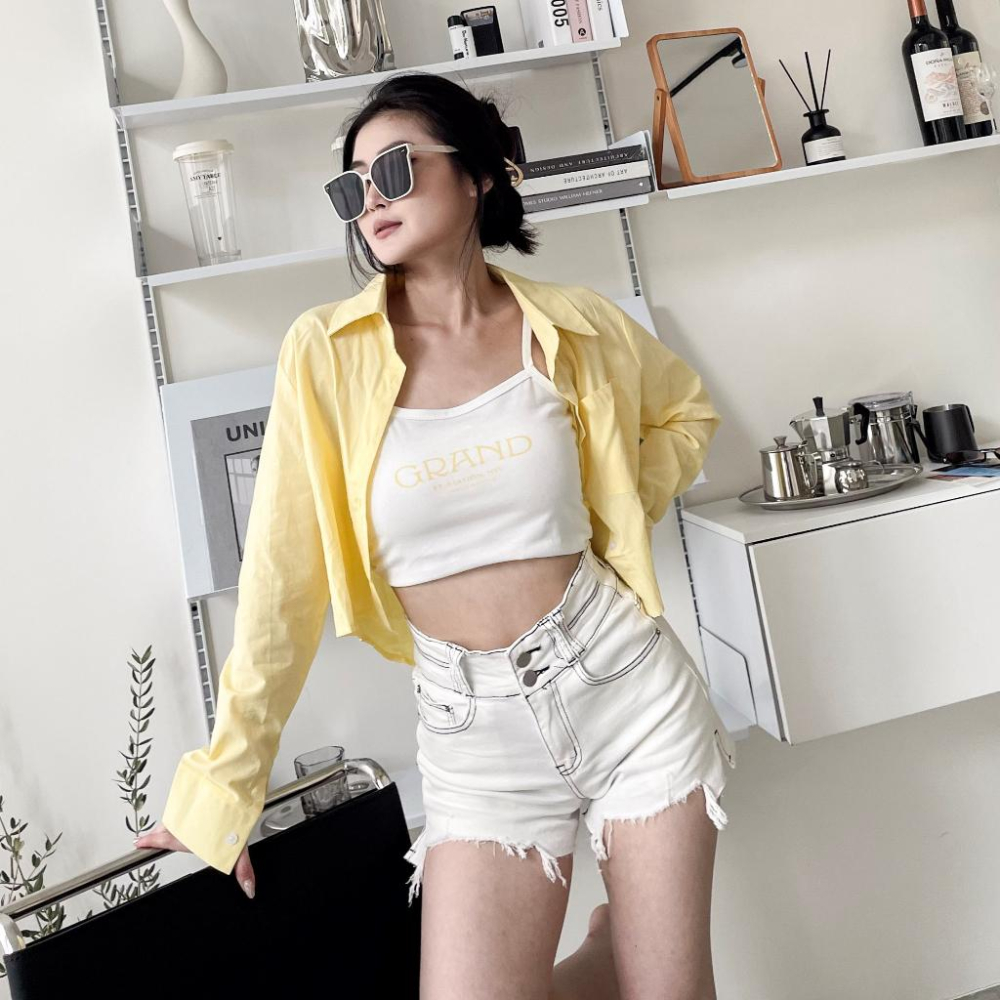 【DOE.FF】 字母背心+襯衫兩件套 (現+預) 兩件套上衣 套裝女 短版背心 短版襯衫 襯衫女 粉色上衣 上衣女-細節圖4