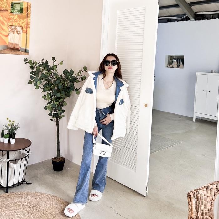 【DOE.FF】兩面穿水貂毛牛仔外套 | 現貨 | 厚外套 保暖外套 冬天外套 寬鬆外套 韓國 毛毛外套 快速出貨 女裝-細節圖6