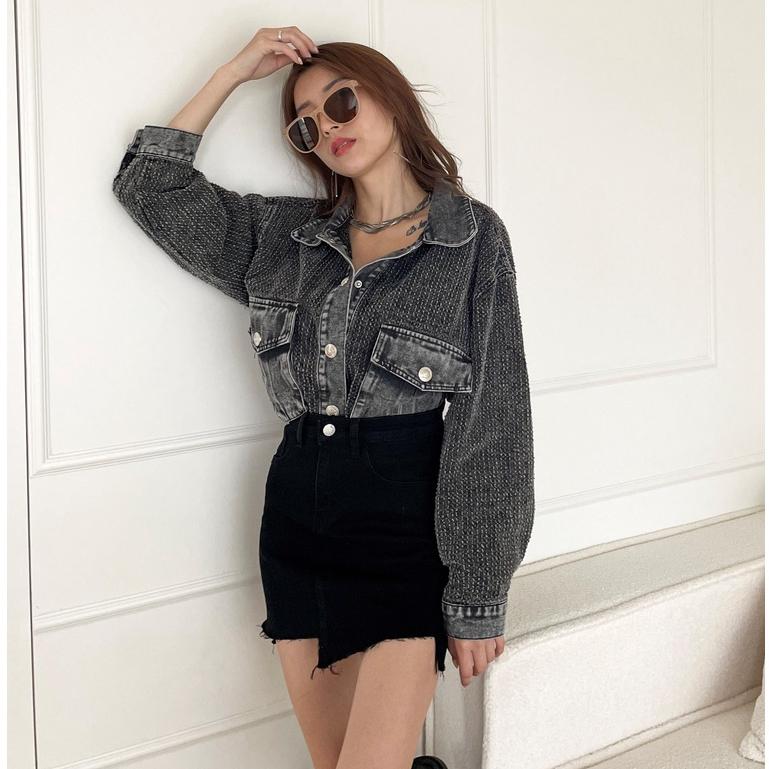 【DOE.FF】鬚邊包臀牛仔短裙 ( 現貨 ) 包臀短裙  牛仔短裙  a字裙  牛仔裙 顯瘦短裙 包腰短裙 短裙女-細節圖4