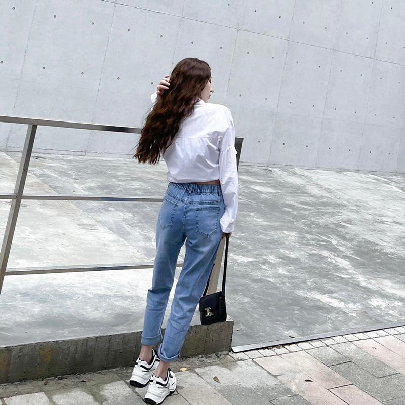 【DOE.FF】 高腰率性男友長褲 (現+預)牛仔褲 牛仔長褲 長褲女 牛仔褲女 直筒褲 顯瘦長褲 高腰長褲 寬褲 女裝-細節圖3