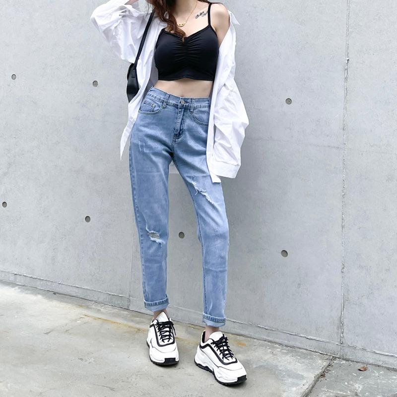 【DOE.FF】 高腰率性男友長褲 (現+預)牛仔褲 牛仔長褲 長褲女 牛仔褲女 直筒褲 顯瘦長褲 高腰長褲 寬褲 女裝-細節圖6