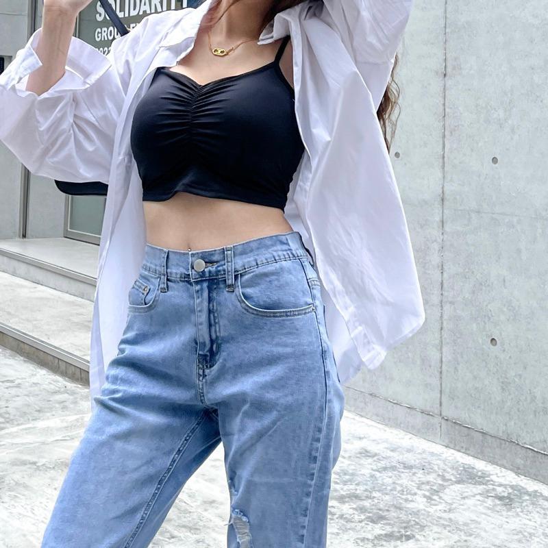 【DOE.FF】 高腰率性男友長褲 (現+預)牛仔褲 牛仔長褲 長褲女 牛仔褲女 直筒褲 顯瘦長褲 高腰長褲 寬褲 女裝-細節圖8