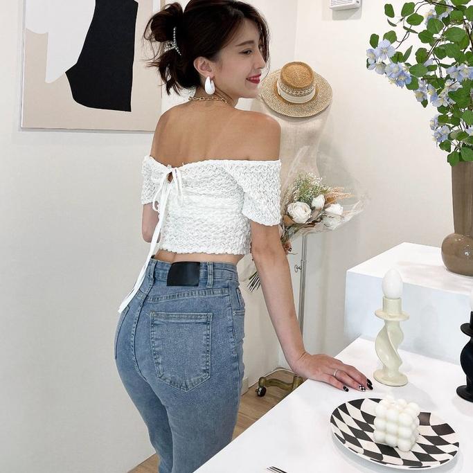 【DOE.FF】刷破翹臀牛仔喇叭褲  (現貨) 牛仔長褲 高腰長褲 牛仔褲 牛仔高腰 喇叭褲女 顯瘦長褲-細節圖3