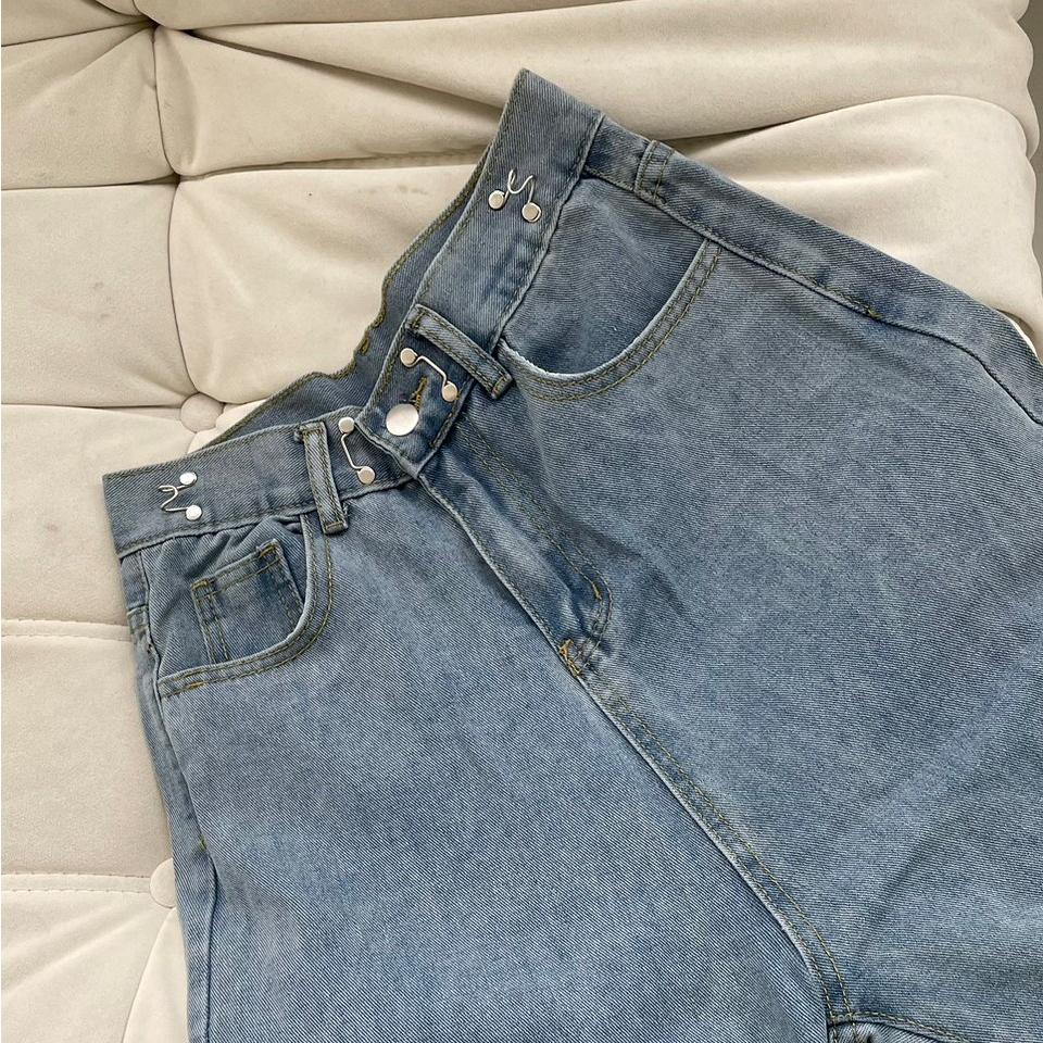 【DOE.FF】 扣環割破牛仔寬褲 S~XL (現貨) 牛仔褲 長褲女 寬褲 直筒褲 顯瘦長褲 男友褲 中低腰 女裝-細節圖7