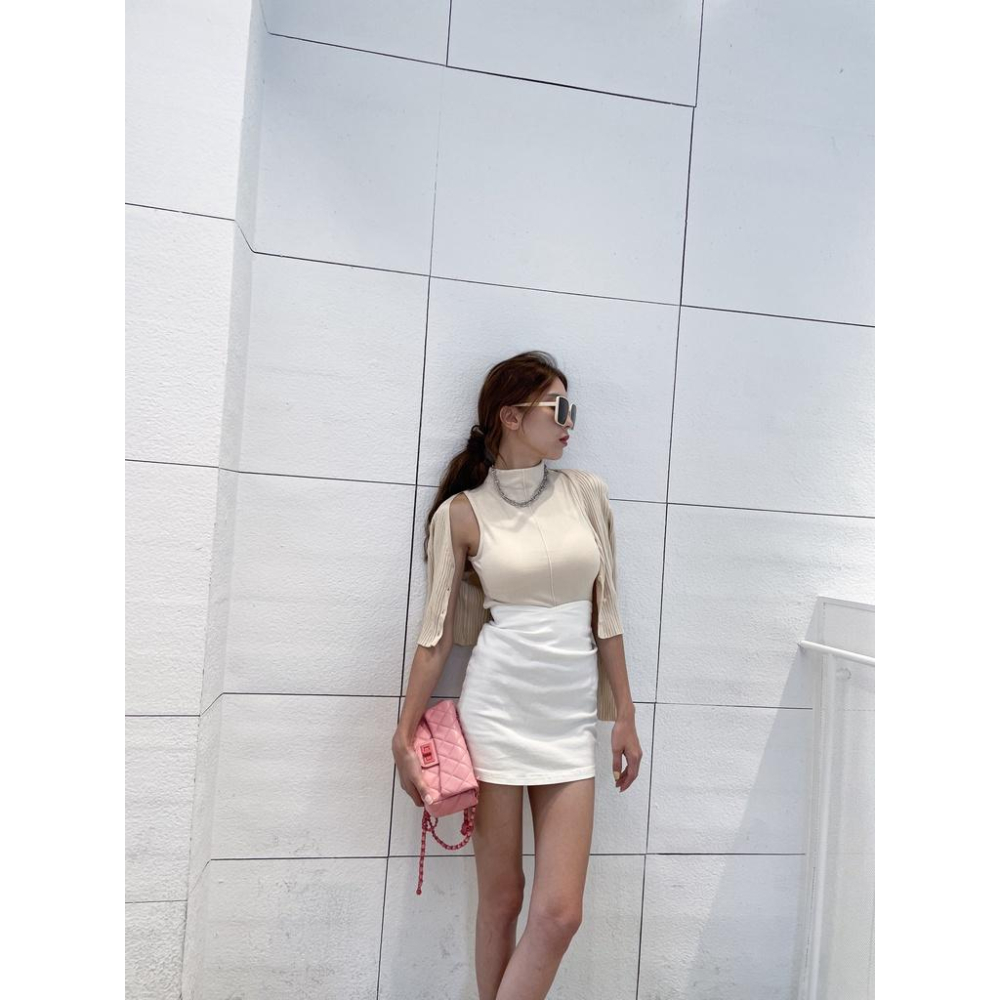 【DOE.FF】純白彈力包臀牛仔短裙 (現貨) 牛仔短褲 牛仔短裙 短裙女 包臀裙 辣妹短裙 高腰短裙 女裝-細節圖4