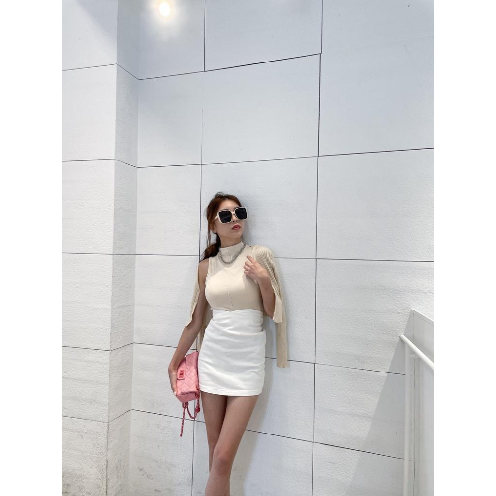 【DOE.FF】純白彈力包臀牛仔短裙 (現貨) 牛仔短褲 牛仔短裙 短裙女 包臀裙 辣妹短裙 高腰短裙 女裝-細節圖5