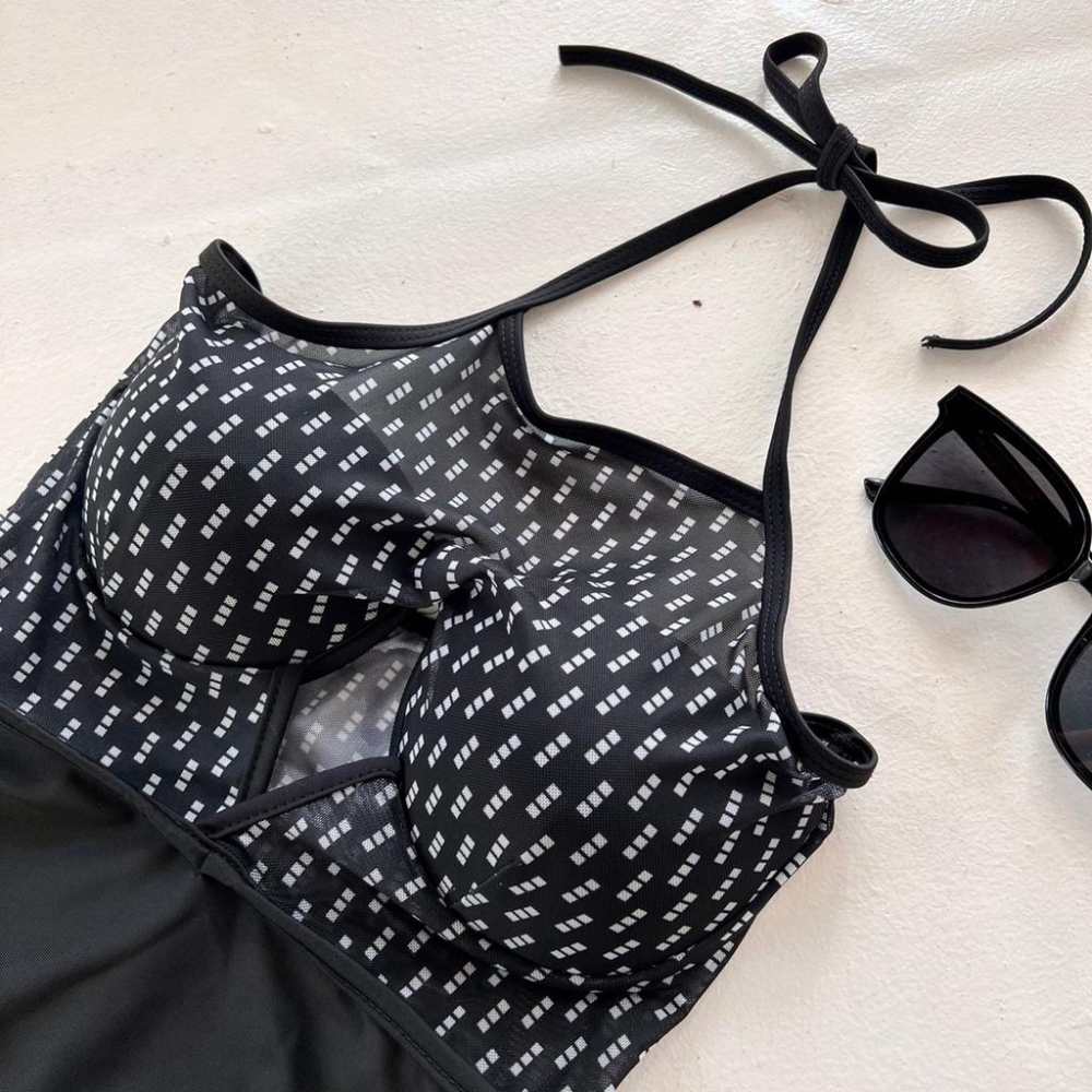 【DOE.FF】假兩件式連身bikini  (現貨) 比基尼 泳衣 辣妹風 歐美風 女裝 套裝女 性感內衣-細節圖4