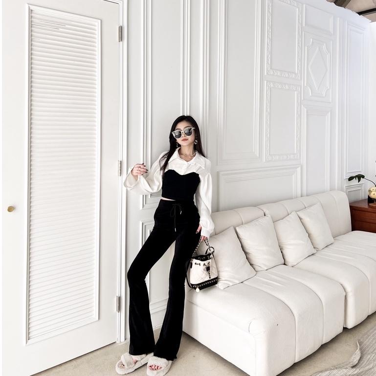 【DOE.FF】假兩件桃心襯衫 （現貨） 短版上衣 襯衫 襯衫女 馬甲 辣妹 女裝 上衣女 短版上衣 小香風-細節圖3