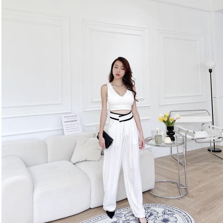 【DOE.FF】 邊條雪紡西裝褲 （現貨） 西裝褲 寬褲 高腰長褲 長褲女 雪紡寬褲 顯瘦長褲 牛仔長褲 女裝 辣妹風-細節圖6