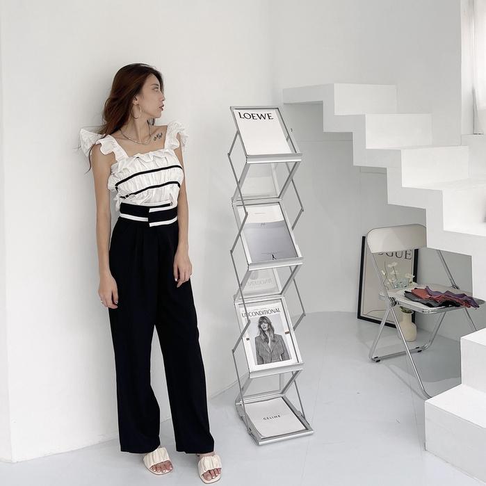 【DOE.FF】 邊條雪紡西裝褲 （現貨） 西裝褲 寬褲 高腰長褲 長褲女 雪紡寬褲 顯瘦長褲 牛仔長褲 女裝 辣妹風-細節圖9