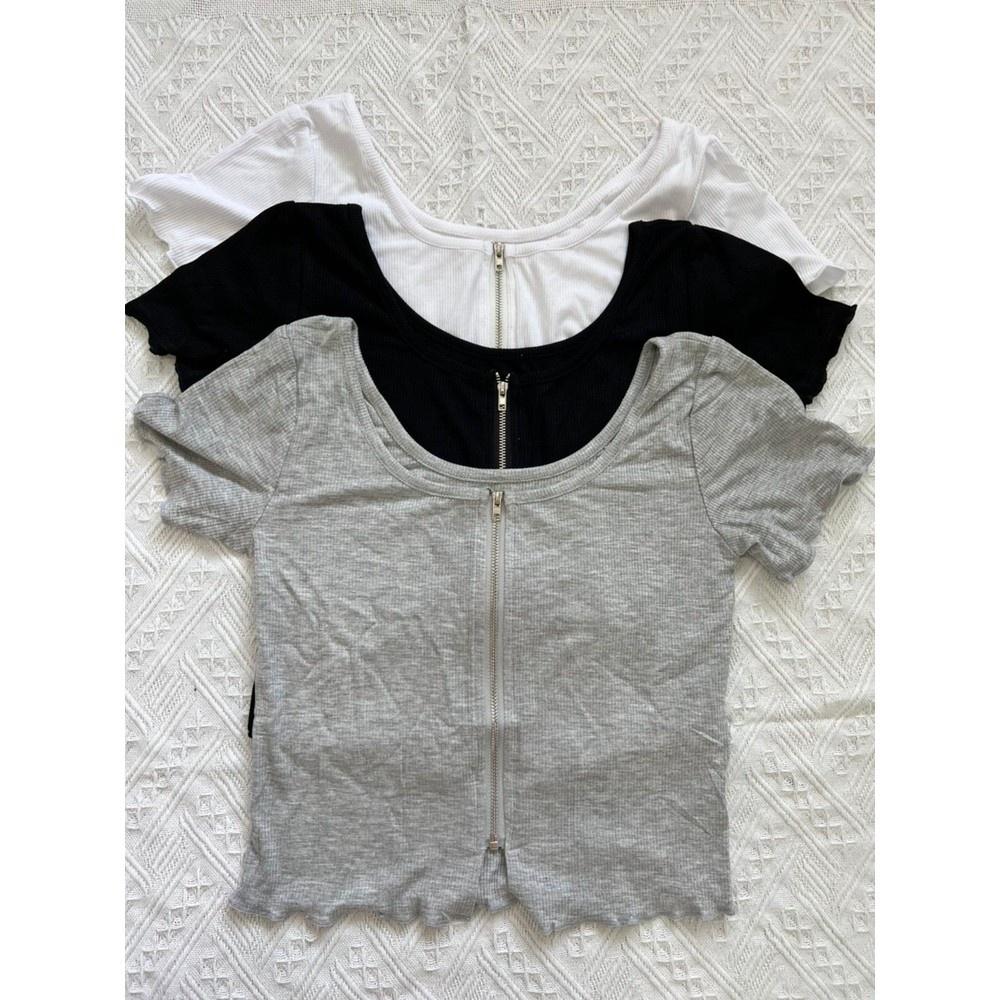 【DOE.FF】末代爾拉鍊圓領短T｜現貨｜ U領上衣 棉T 素T 短袖上衣 短版上衣 圓領上衣 圓領T 打底衫 發熱衣-細節圖6