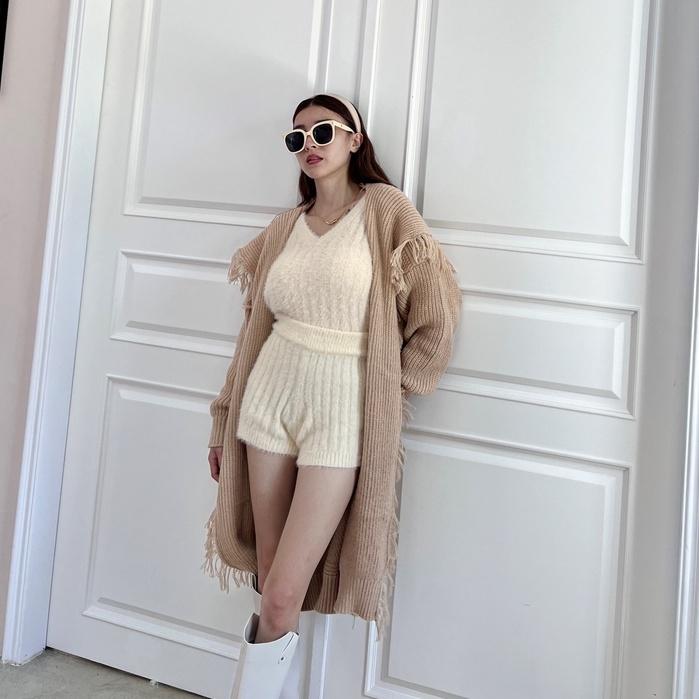 【DOE.FF】重磅流蘇披肩針織長外套｜現貨｜ 厚外套 保暖外套 針織外套 長版外套 毛衣外套 大衣女 毛毛外套 女裝-細節圖4