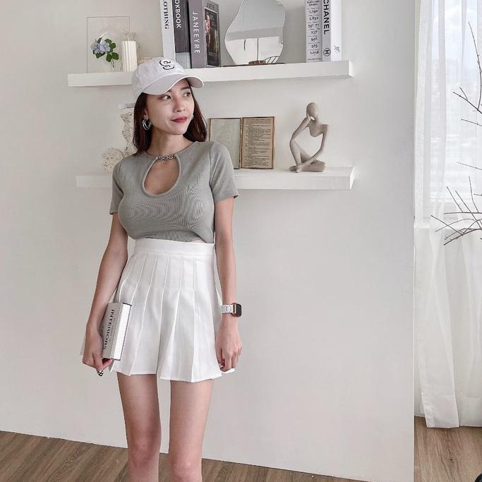 【DOE.FF】學院風百摺裙 (現貨) 百褶裙 學院風 高腰短裙 辣妹 高腰褲裙 顯瘦短裙 A字裙-細節圖5