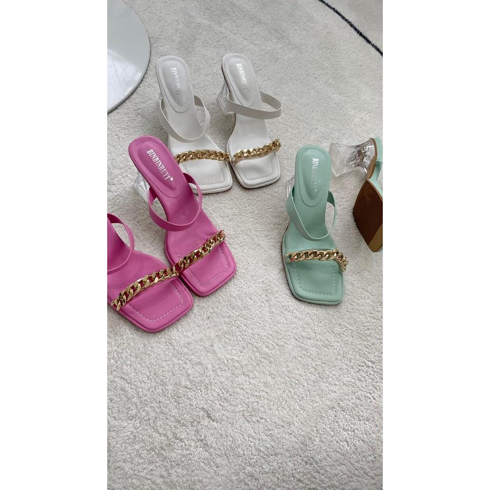 【DOE.FF】 韓國金鍊透明低跟涼拖鞋｜現貨｜高跟鞋 低跟鞋 涼鞋-細節圖4