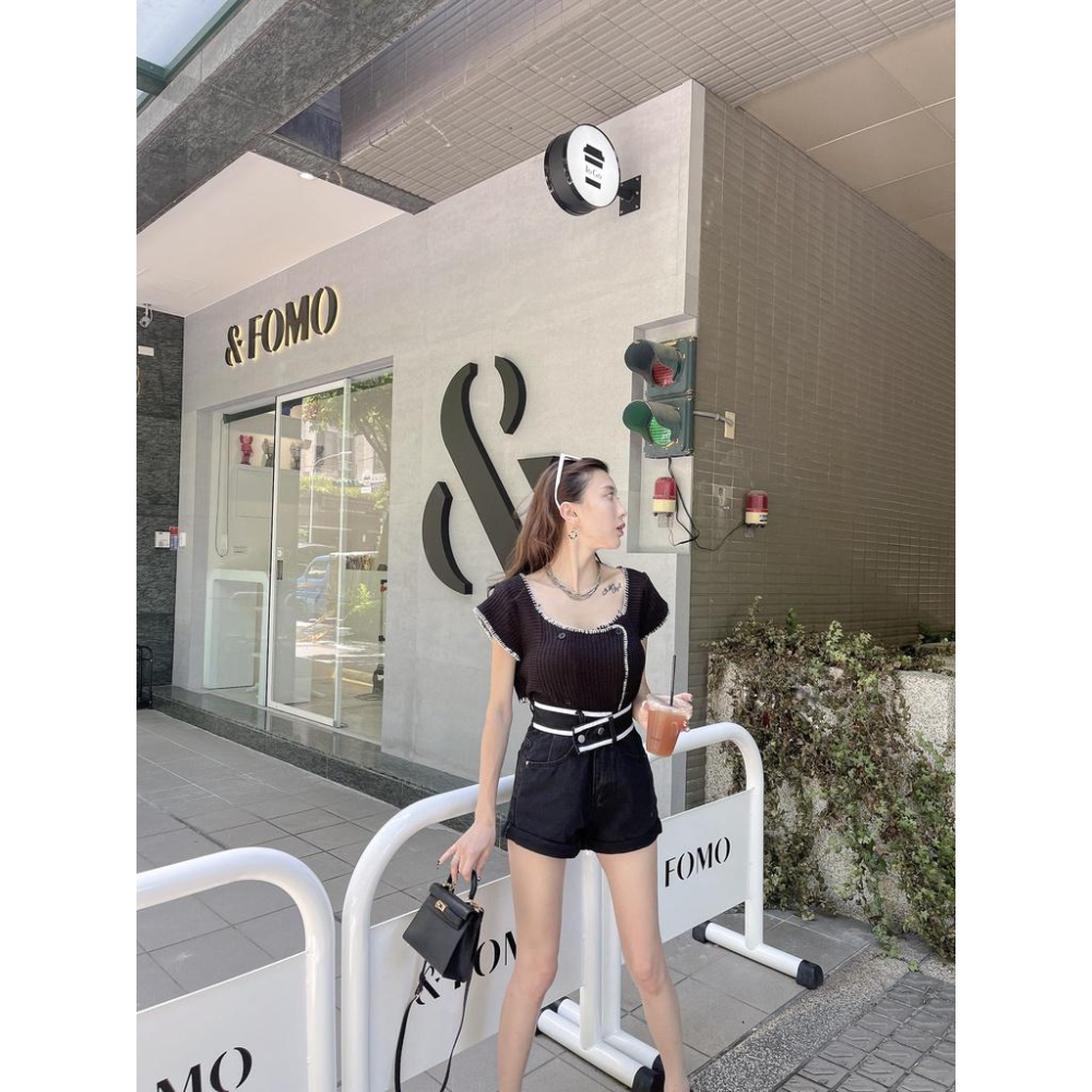 【DOE.FF】小香織紋開釦上衣｜現貨｜針織外套 針織上衣 小香風 毛衣女 小外套 短版上衣 短袖上衣 秋冬女-細節圖3