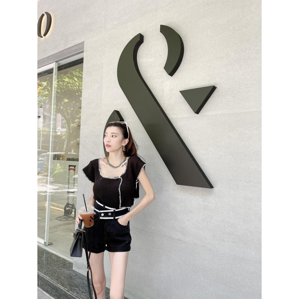 【DOE.FF】小香織紋開釦上衣｜現貨｜針織外套 針織上衣 小香風 毛衣女 小外套 短版上衣 短袖上衣 秋冬女-細節圖5