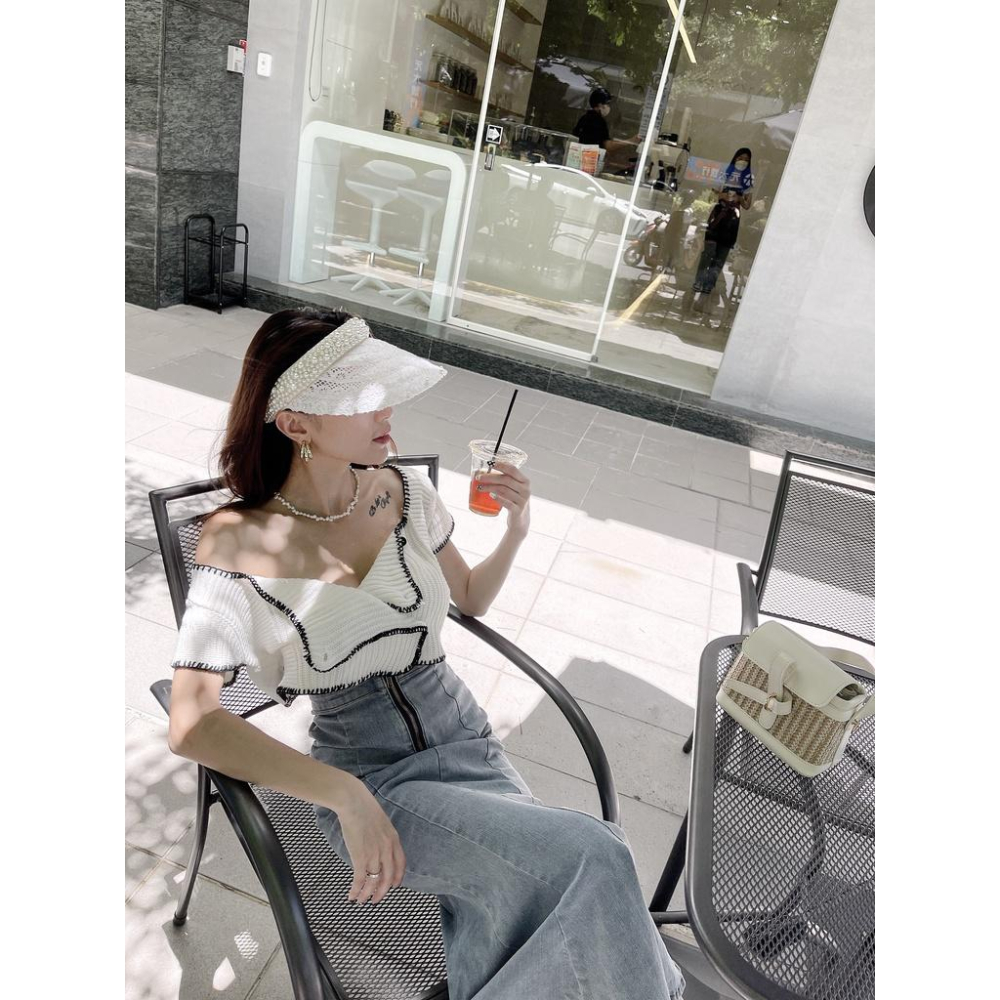 【DOE.FF】小香織紋開釦上衣｜現貨｜針織外套 針織上衣 小香風 毛衣女 小外套 短版上衣 短袖上衣 秋冬女-細節圖7