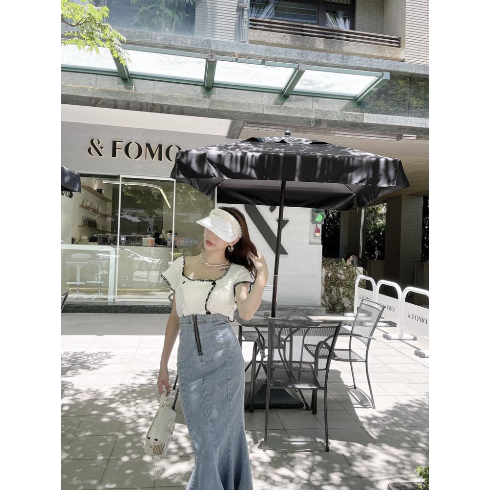 【DOE.FF】小香織紋開釦上衣｜現貨｜針織外套 針織上衣 小香風 毛衣女 小外套 短版上衣 短袖上衣 秋冬女-細節圖8