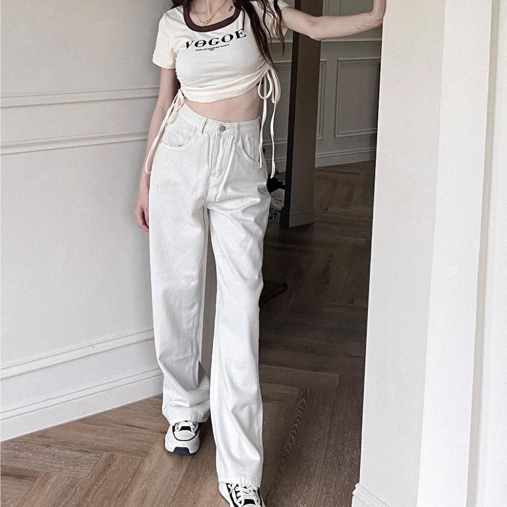 【DOE.FF】韓國亮色牛仔寬褲 (現貨) 牛仔褲 長褲女 寬褲 直筒褲 顯瘦長褲 男友褲 高腰長褲 落地長褲 女裝-細節圖5