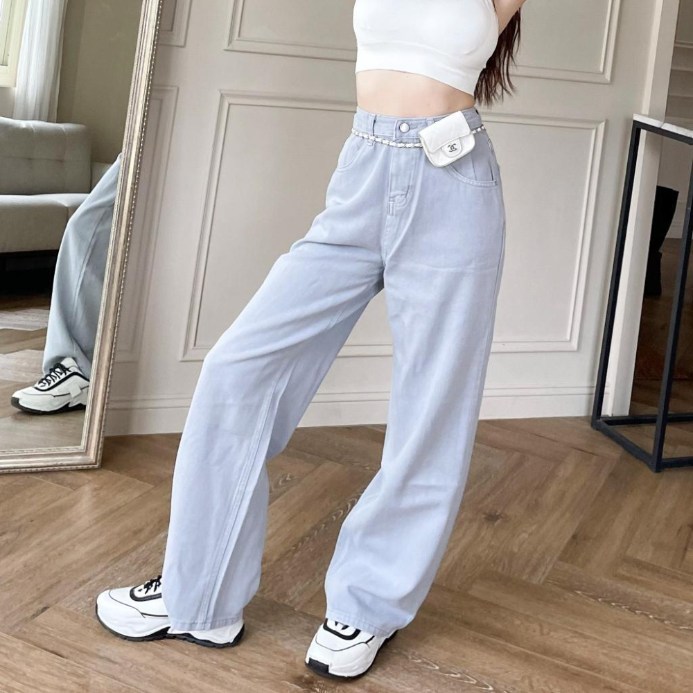 【DOE.FF】韓國亮色牛仔寬褲 (現貨) 牛仔褲 長褲女 寬褲 直筒褲 顯瘦長褲 男友褲 高腰長褲 落地長褲 女裝-細節圖8