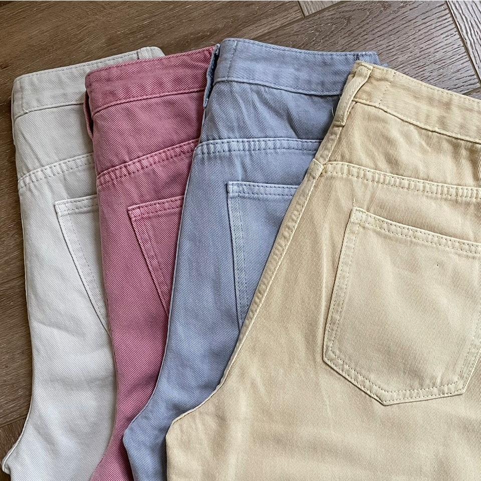 【DOE.FF】韓國亮色牛仔寬褲 (現貨) 牛仔褲 長褲女 寬褲 直筒褲 顯瘦長褲 男友褲 高腰長褲 落地長褲 女裝-細節圖9