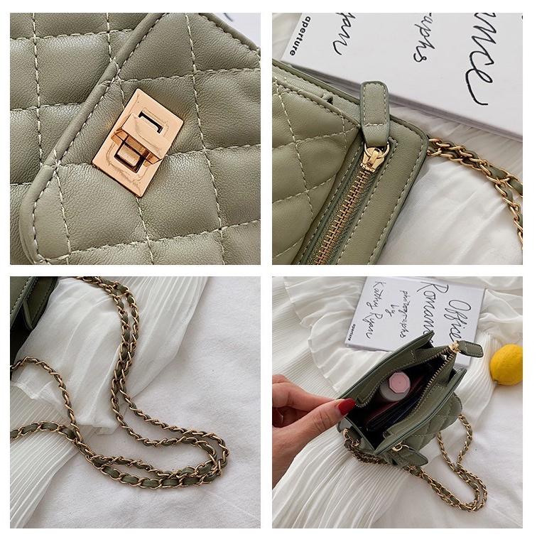 【DOE.FF】 小香鍊條菱格手機包 (現+預) 包包女 小廢包 肩背包 小香包 方包 手機包 韓國 手機斜背包 手機殼-細節圖6