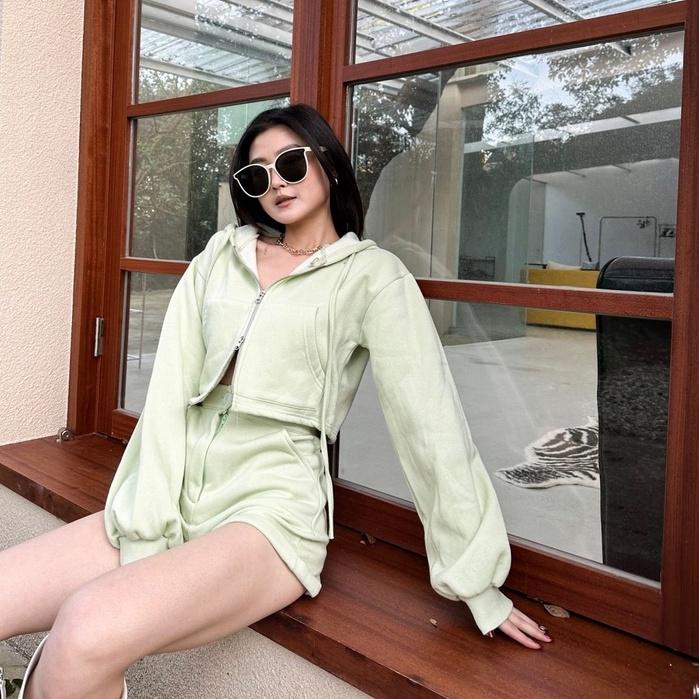 【DOE.FF】 韓國QQ休閒內刷毛套裝SET｜現貨｜連帽外套 A字短褲 休閒套裝 運動套裝-細節圖8