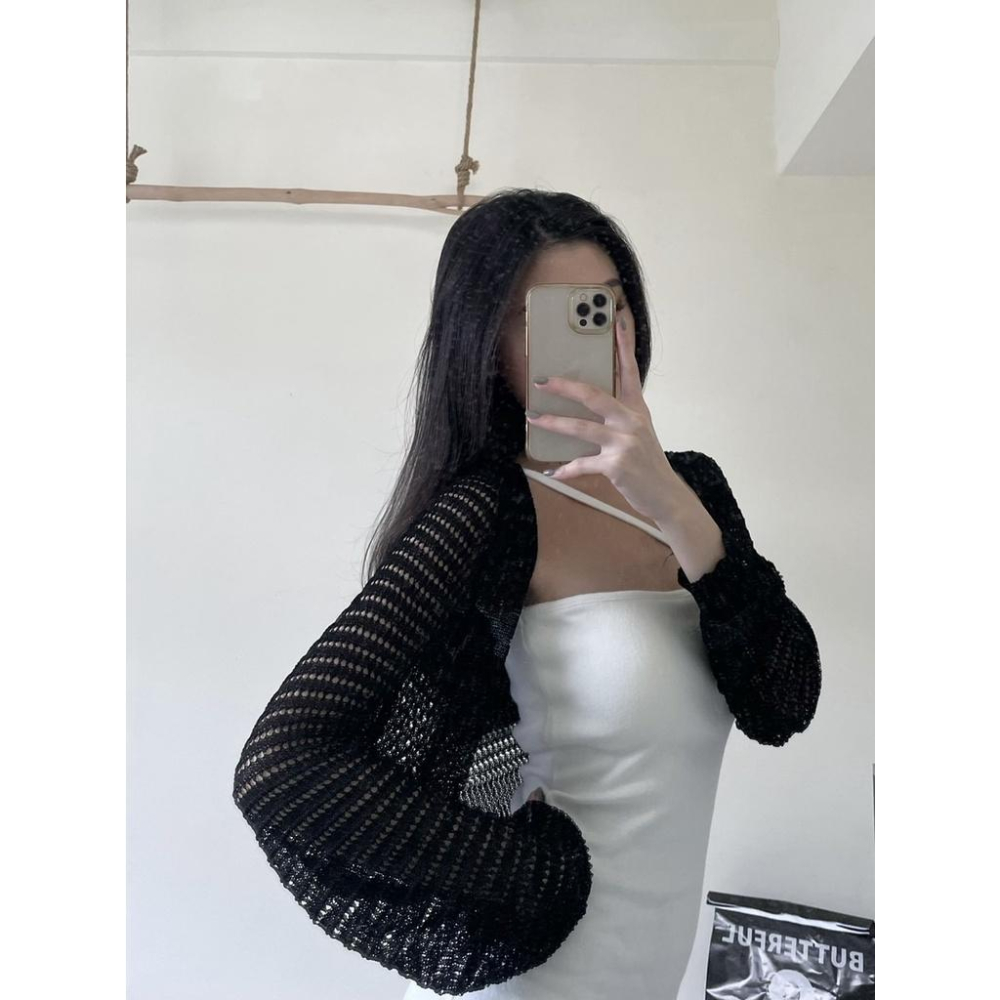 【DOE.FF】砍肩針織遮陽薄外套｜現貨｜ 外套女 韓國 韓版 防曬衫 長袖外套 針織外套 短版外套-細節圖3