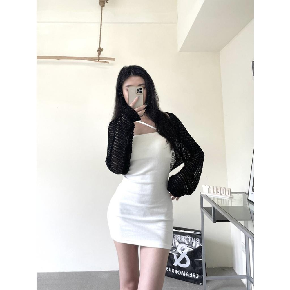 【DOE.FF】砍肩針織遮陽薄外套｜現貨｜ 外套女 韓國 韓版 防曬衫 長袖外套 針織外套 短版外套-細節圖4