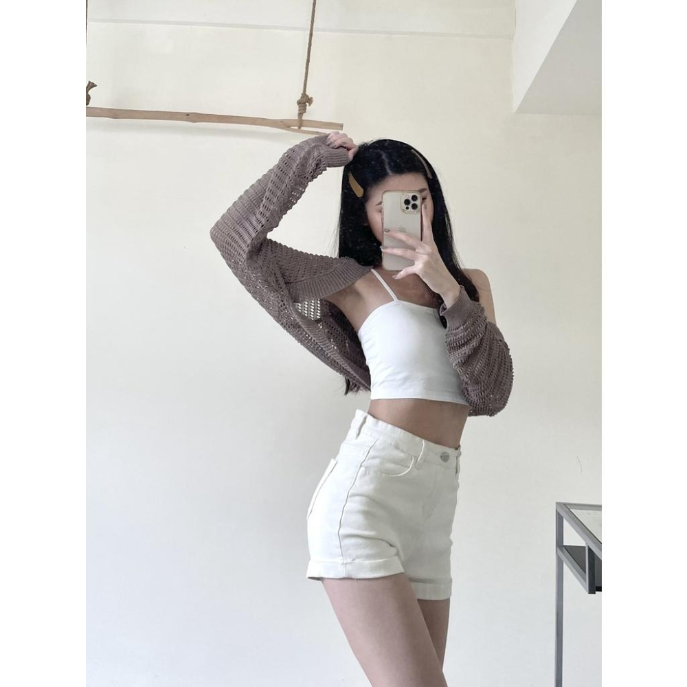 【DOE.FF】砍肩針織遮陽薄外套｜現貨｜ 外套女 韓國 韓版 防曬衫 長袖外套 針織外套 短版外套-細節圖6